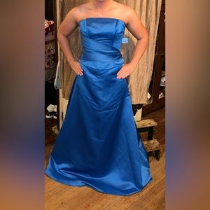 Two piece blue prom dress